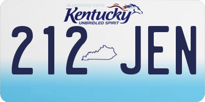 KY license plate 212JEN