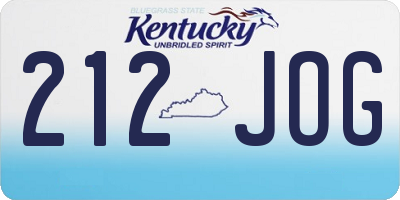 KY license plate 212JOG