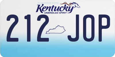KY license plate 212JOP