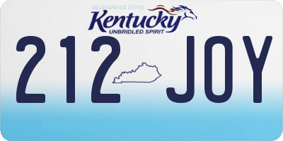 KY license plate 212JOY