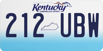 KY license plate 212UBW
