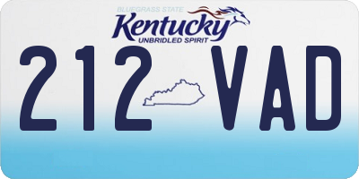 KY license plate 212VAD