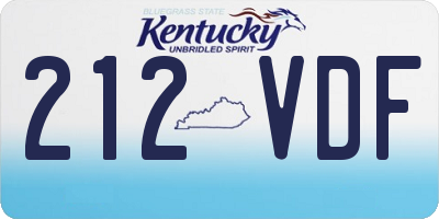 KY license plate 212VDF