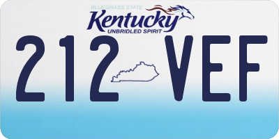 KY license plate 212VEF