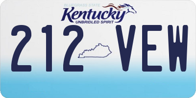 KY license plate 212VEW