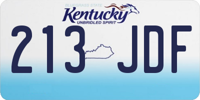KY license plate 213JDF