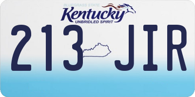KY license plate 213JIR