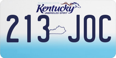 KY license plate 213JOC