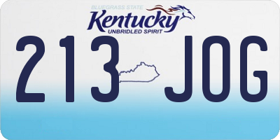 KY license plate 213JOG