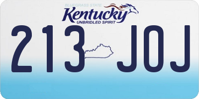 KY license plate 213JOJ