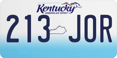KY license plate 213JOR