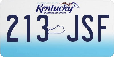 KY license plate 213JSF