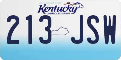 KY license plate 213JSW