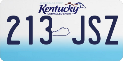 KY license plate 213JSZ