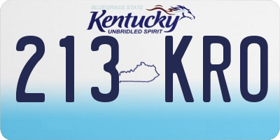 KY license plate 213KRO