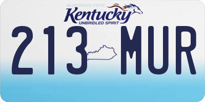 KY license plate 213MUR