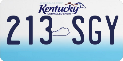 KY license plate 213SGY
