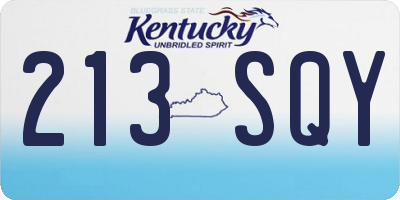 KY license plate 213SQY