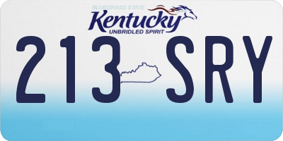 KY license plate 213SRY