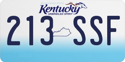 KY license plate 213SSF