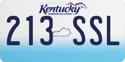 KY license plate 213SSL