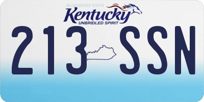 KY license plate 213SSN