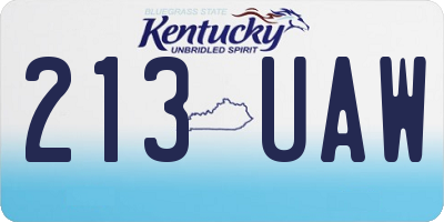 KY license plate 213UAW