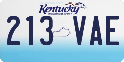 KY license plate 213VAE