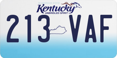 KY license plate 213VAF