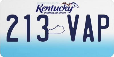 KY license plate 213VAP