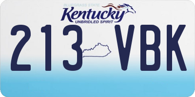 KY license plate 213VBK