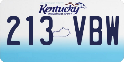 KY license plate 213VBW