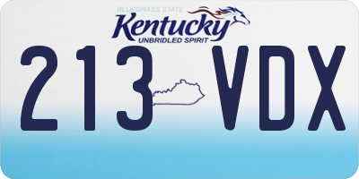 KY license plate 213VDX