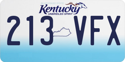 KY license plate 213VFX
