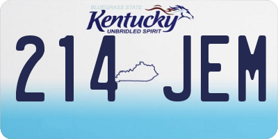 KY license plate 214JEM