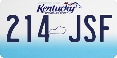 KY license plate 214JSF