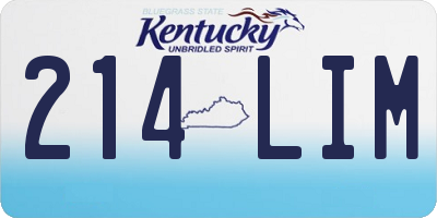 KY license plate 214LIM
