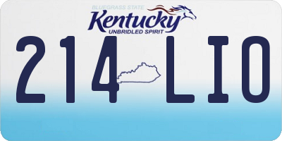 KY license plate 214LIO
