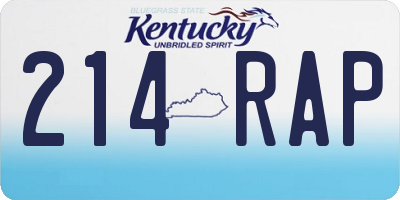 KY license plate 214RAP