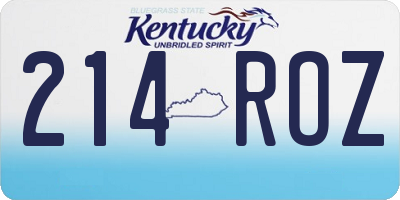 KY license plate 214ROZ