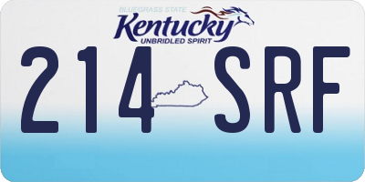KY license plate 214SRF