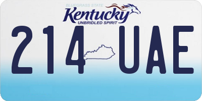 KY license plate 214UAE
