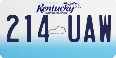 KY license plate 214UAW