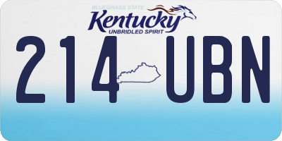KY license plate 214UBN