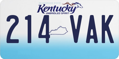KY license plate 214VAK