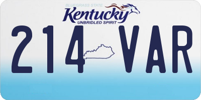 KY license plate 214VAR