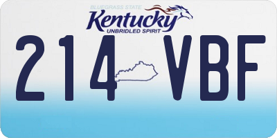 KY license plate 214VBF