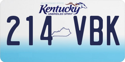 KY license plate 214VBK