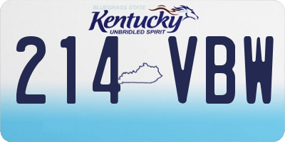 KY license plate 214VBW