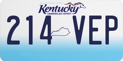 KY license plate 214VEP